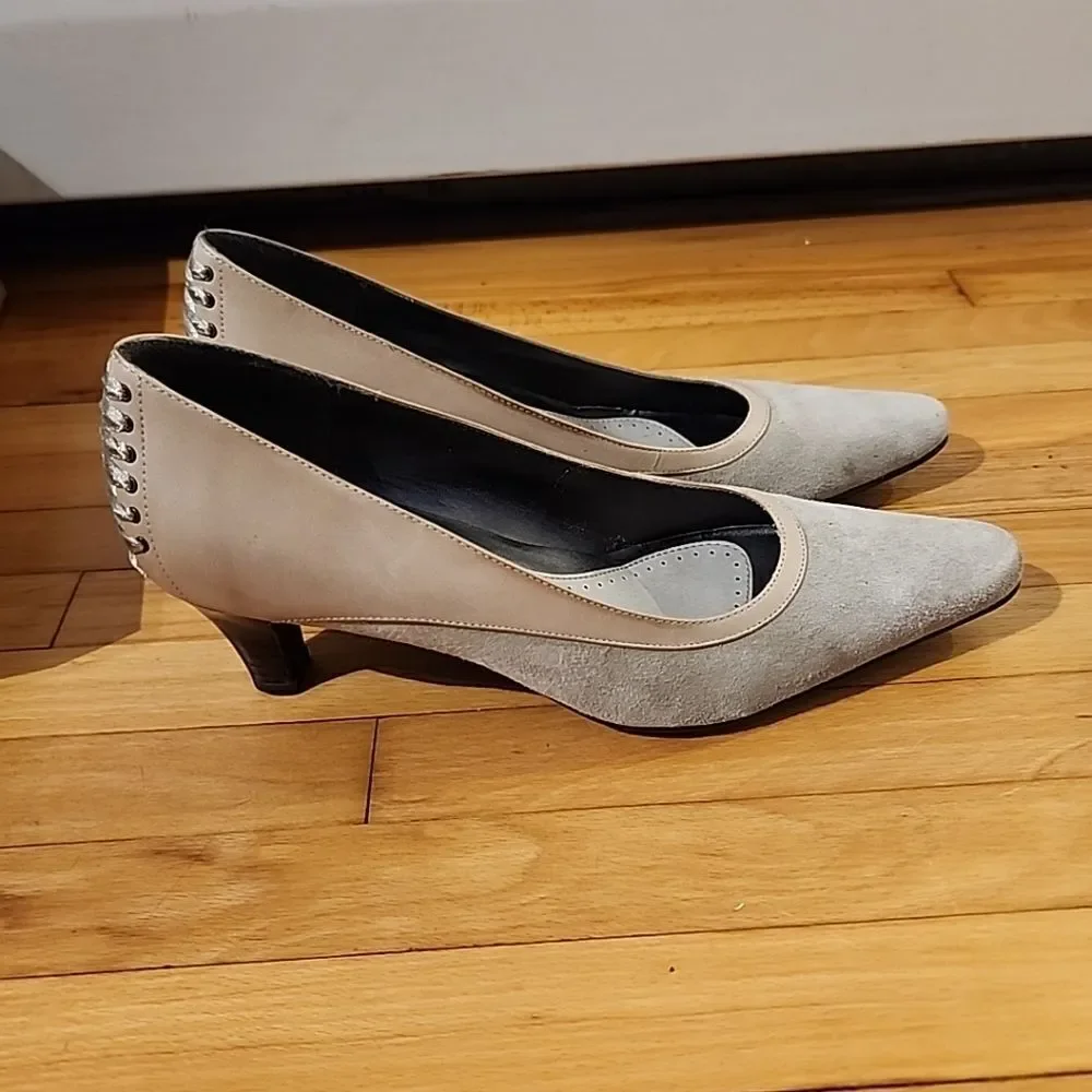 Naturalizer Falcone Alabaster Leather Women's Pumps Beige 7 Narrow